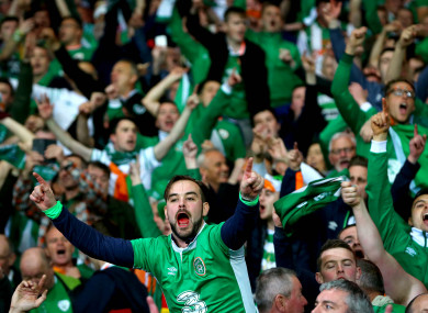 Ireland fans celebrating after Monday's win against Wales.