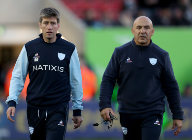 O'Gara with Racing coach Laurent Travers.