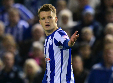 Paul Corry pictured during his league debut for Sheffield Wednesday against Leeds United at Hillsborough in 2012.