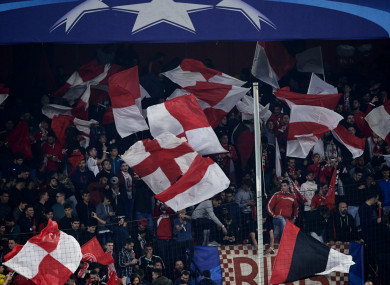 Liverpool fans at the Ramon Sanchez Pizjuan Stadium.