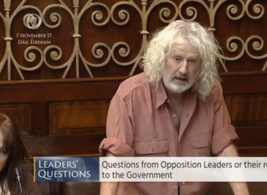 Mick Wallace addressing the Dáíl yesterday.