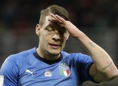 Italy's Andrea Belotti reacts after a missed chance during the World Cup qualifying play-off second leg.