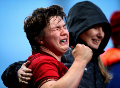 Munster's Ciara Griffin is overcome with emotion after beating Leinster at Thomond Park.