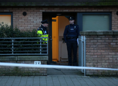 Gardaí at the scene of the shooting in Barnwell Drive, Ballymun.