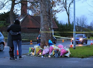 Floral tributes near the scene of the car crash in Leeds