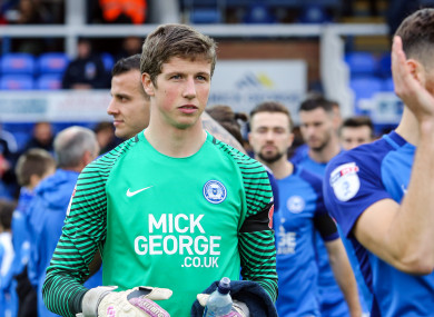 Peterborough goalkeeper Conor O'Malley.
