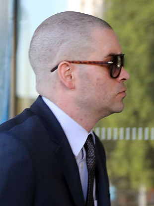 Mark Salling arriving at court yesterday