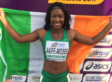 Akpe-Moses after her win.