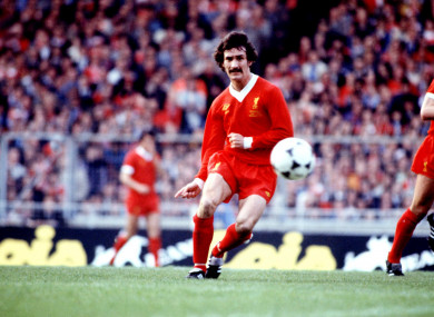 Terry McDermott pictured playing for Liverpool in 1978.