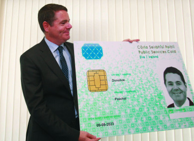 Minister Paschal Donohoe with a mock up of the PSC.