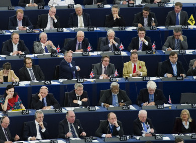 UKIP Members of European Parliament distinguish themselves with the Union Jack flags, March 2013.