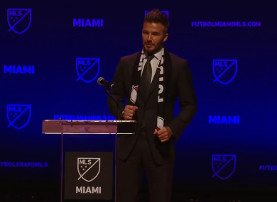 Beckham at today's media conference.