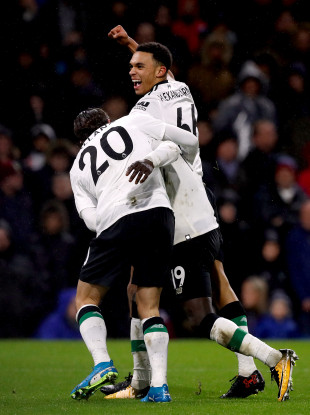Liverpool players celebrate.