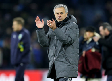 Jose Mourinho pictured after Man United's defeat of Burnley today.