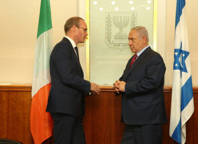 Simon Coveney and Benjamin Netanyahu during their last meeting in July.