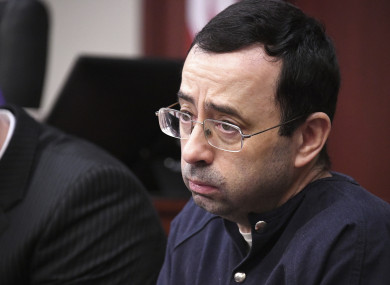 Larry Nassar looks at the gallery in the court during the sixth day of his sentencing hearing.