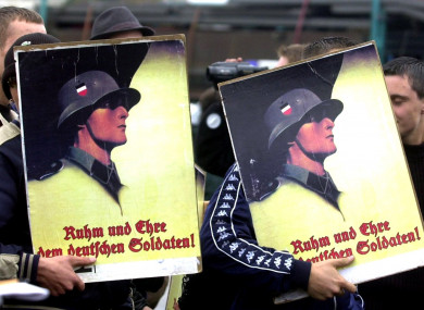 Demonstrators at a rally of about 1,000 right-wing extremists in 2002.