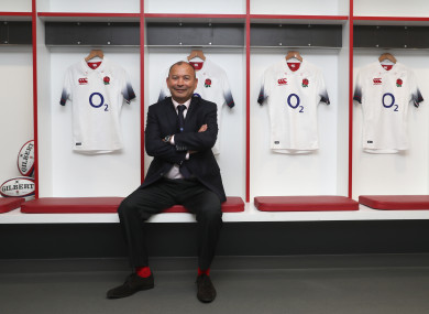 Jones pictured at Twickenham this afternoon following his squad announcement.