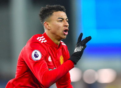 Jesse Lingard celebrates a goal.