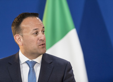 Leo Varadkar speaks during a joint press conference at the European Parliament.