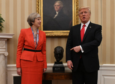Theresa May and Donald Trump in the White House.