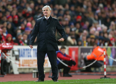 Mark Hughes pictured during today's match.