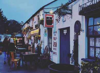Outside Johnnie Fox's, high in the Dublin Mountains.