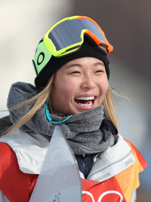 USA's Chloe Kim during the Ladies Halfpipe Snowboard Qualification.