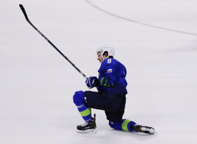 Ziga Jeglic celebrates after scoring a goal last weekend.