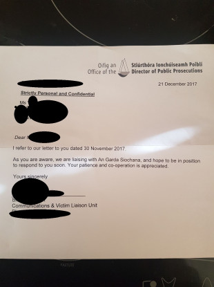The last correspondence between the victim and the DPP.