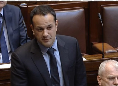 Taoiseach Leo Varadkar in the Dáil this afternoon.