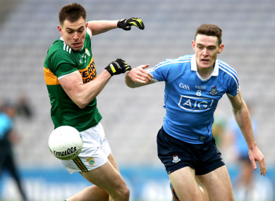 Kerry's Jack Barry in action against Dublin's Brian Fenton.