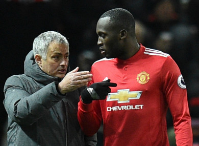 Romelu Lukaku in conversation with Jose Mourinho.