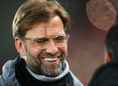 Jurgen Klopp pictured during tonight's match.