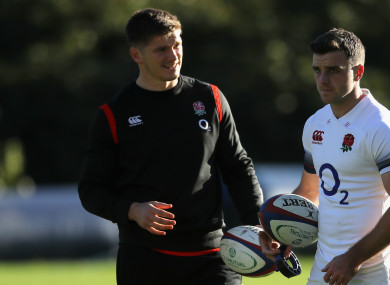 Owen Farrell with England team-mate George Ford