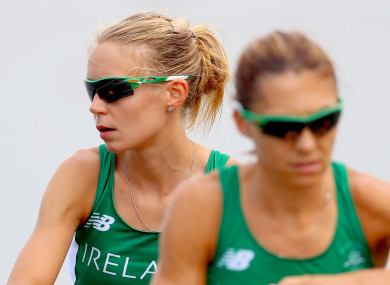 Claire Lambe (left) pictured at the Rio Olympics with her rowing partner Sinéad Lynch.