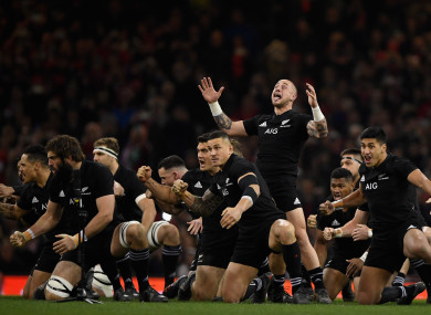 A general view of the All Blacks doing the Haka (file pic).