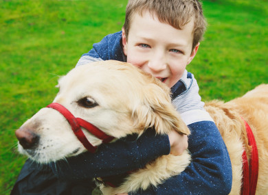 Thomas and, assistance dog, Nana.