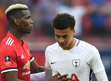 Alli alongside Paul Pogba after their FA Cup semi-final meeting at Wembley.