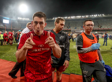 Ian Keatley celebrates after Friday's win over the Cheetahs.