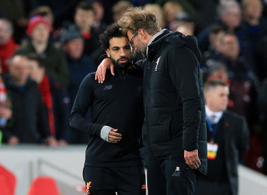 Liverpool manager Jurgen Klopp with Mohamed Salah.