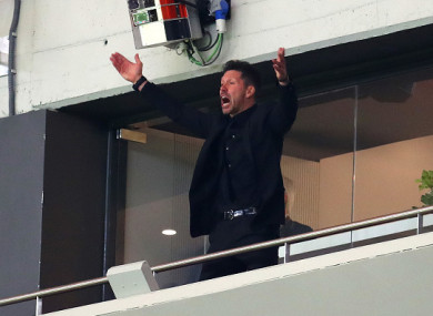 Simeone during last night's semi-final second leg win over Arsenal.