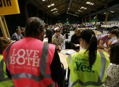Ballot boxes opened and counting begins at Dublin Count Center, RDS