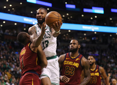 Marcus Morris drives to the basket.