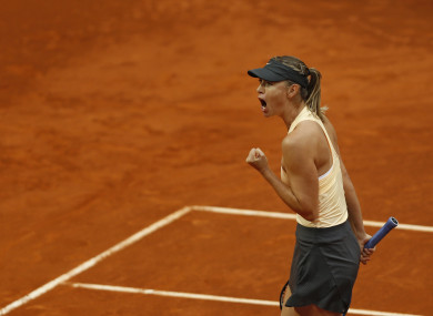 Maria Sharapova from Russia celebrates her victory against Kristina Mladenovic.