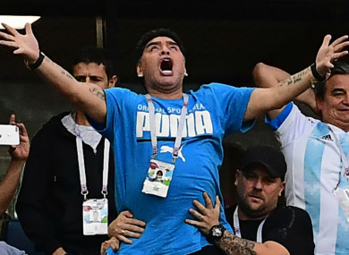 Maradona watched Argentina reach the knockout stages last night.