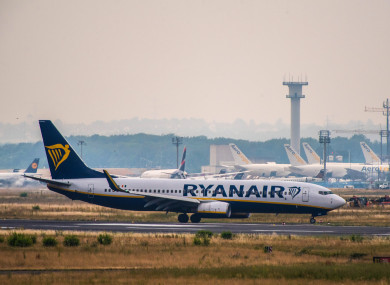 File photo of a Ryanair plane at Frankfurt Airport.