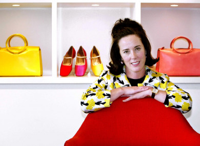 Spade is pictured with handbags and shoes from one of her collections in 2004.