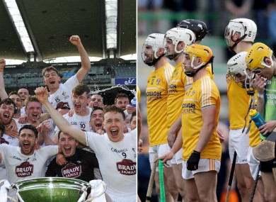 Kildare pictured after their Christy Ring Cup success and Antrim before their Round 1 clash with Meath.