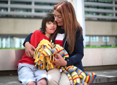 Charlotte Caldwell and her son Billy outside the Home Office in London ahead of a meeting with Minister of State Nick Hurd.